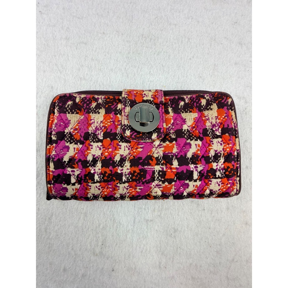 Vera Bradley Suzani Turn Lock Zip Around Wallet Purple Orange Quilted Retired